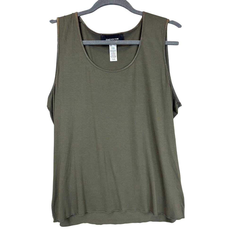 NWT Vintage Jones New York Green Scoop Neck Tank Top Size Large Y2K Rayon Blend